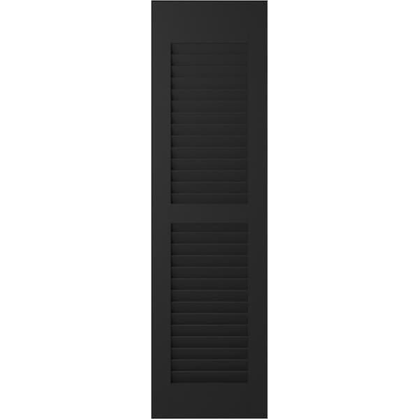 Ekena Millwork 18W x 71H Americraft Two Equal Louver Exterior Real Wood Shutters, Black, PR - RW101LV18X71BLH