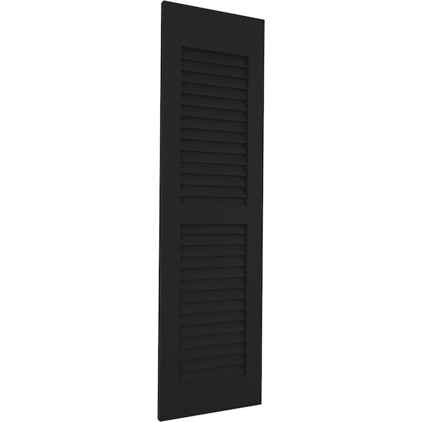 Ekena Millwork 18W x 71H Americraft Two Equal Louver Exterior Real Wood Shutters, Black, PR - RW101LV18X71BLH