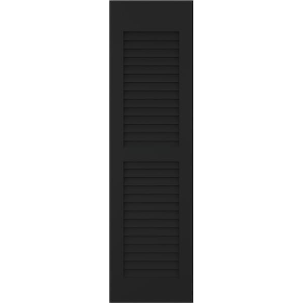 Ekena Millwork 18W x 71H Americraft Two Equal Louver Exterior Real Wood Shutters, Black, PR - RW101LV18X71BLH