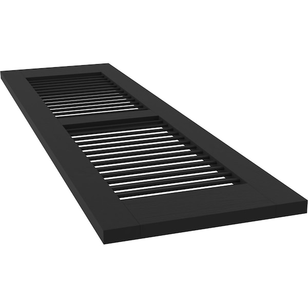 Ekena Millwork 18W x 71H Americraft Two Equal Louver Exterior Real Wood Shutters, Black, PR - RW101LV18X71BLH