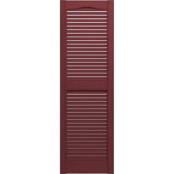 Ekena Millwork Lifetime Vinyl, Standard Cathedral Top Center Mullion, Open Louver Shutters, LL1S14X06400WN, PR - LL1S14X06400WN