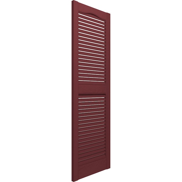 Ekena Millwork Lifetime Vinyl, Standard Cathedral Top Center Mullion, Open Louver Shutters, LL1S14X06400WN, PR - LL1S14X06400WN