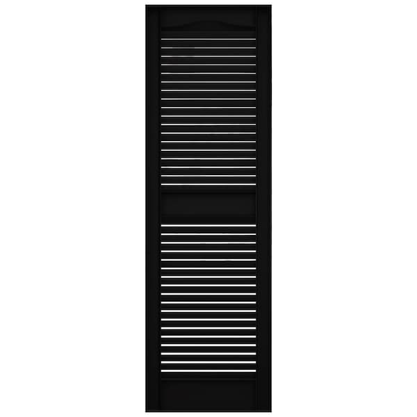 Ekena Millwork Mid-America Vinyl, Standard Size Cathedral Top Center Mullion, Open Louver Shutter, 11464002, PR - 00011464002