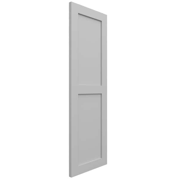 Ekena Millwork True Fit PVC Two Equal Flat Panel Shutters, Primed, 15"W x 42"H - TFP101FPF15X042PR