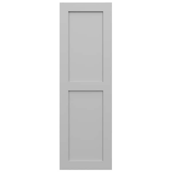 Ekena Millwork True Fit PVC Two Equal Flat Panel Shutters, Primed, 15"W x 42"H - TFP101FPF15X042PR