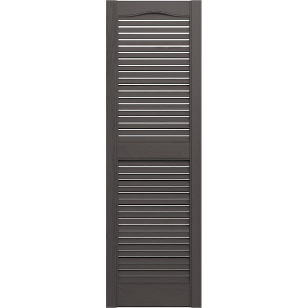 Ekena Millwork Lifetime Vinyl, Standard Cathedral Top Center Mullion, Open Louver Shutters, LL1S14X06000MS, PR - LL1S14X06000MS