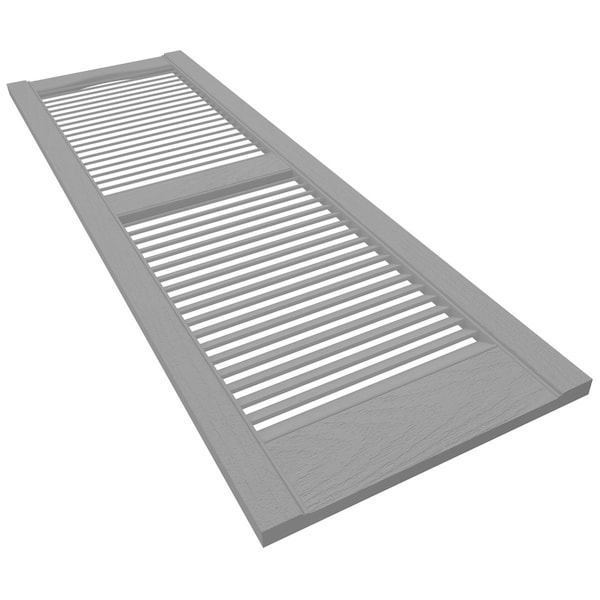 Ekena Millwork Mid-America Vinyl, Standard Size Cathedral Top Center Mullion, Open Louver Shutter, 11448030, PR - 00011448030