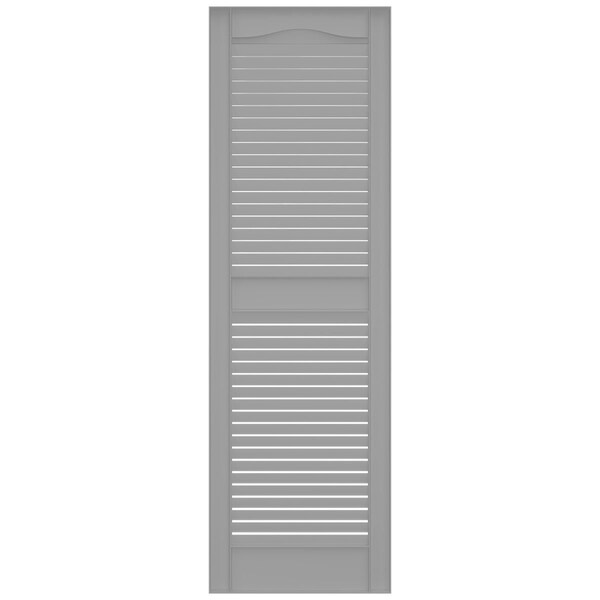 Ekena Millwork Mid-America Vinyl, Standard Size Cathedral Top Center Mullion, Open Louver Shutter, 11448030, PR - 00011448030