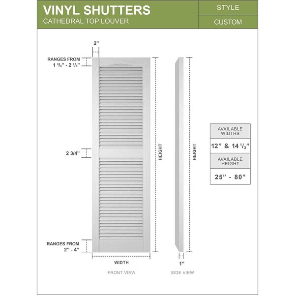 Ekena Millwork Builders Edge, Standard Cathedral Top Center Mullion, Open Louver Shutters, 10140043018, PR - 010140043018