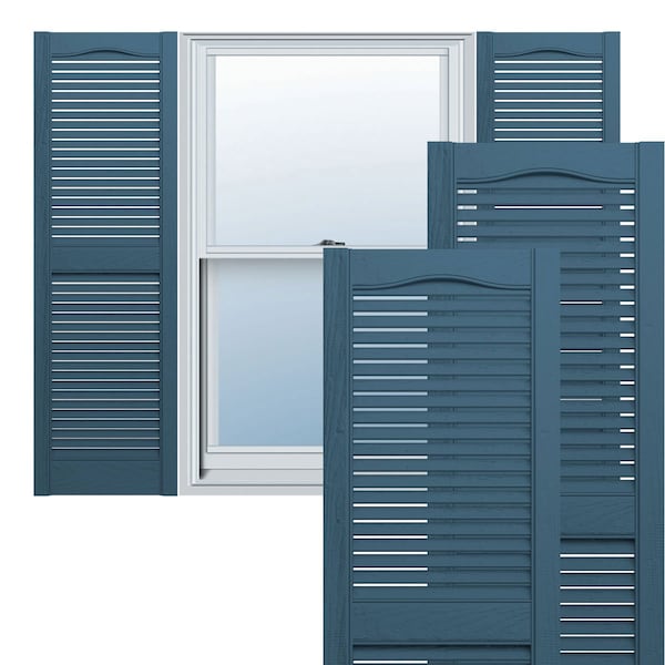 Ekena Millwork Lifetime Vinyl, Standard Cathedral Top Center Mullion, Open Louver Shutters, LL1S12X07200CB, PR - LL1S12X07200CB
