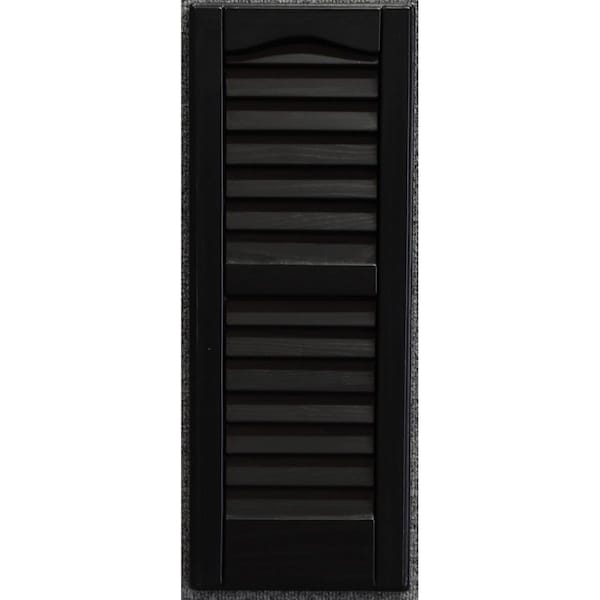 Eyecatcher 9 x 24 in. Louvered Exterior Decorative Shutters, Black - EY1340828