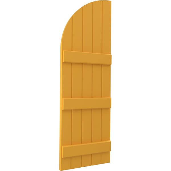 Ekena Millwork Americraft 5-Board (3 Batten) Wood Joined Board-n-Batten Shutters w/ Arch Top, ARW401BQ518X74TUH, PR - ARW401BQ518X74TUH