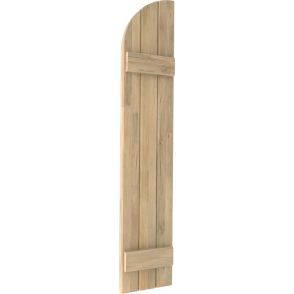 Ekena Millwork Americraft 3-Board (2 Batten) Wood Joined Board-n-Batten Shutters w/ Arch Top, ARW101BQ311X80UNH, PR - ARW101BQ311X80UNH