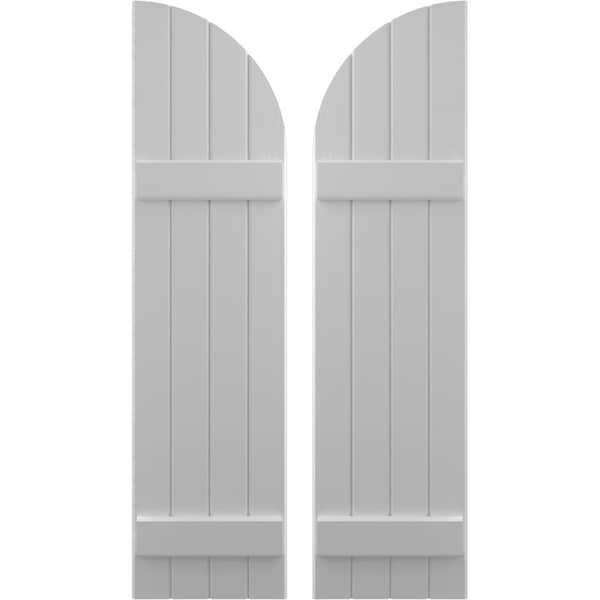 Ekena Millwork Americraft 4-Board (2 Batten) Wood Joined Board-n-Batten Shutters w/ Arch Top, ARW101BQ414X36PRH - ARW101BQ414X36PRH