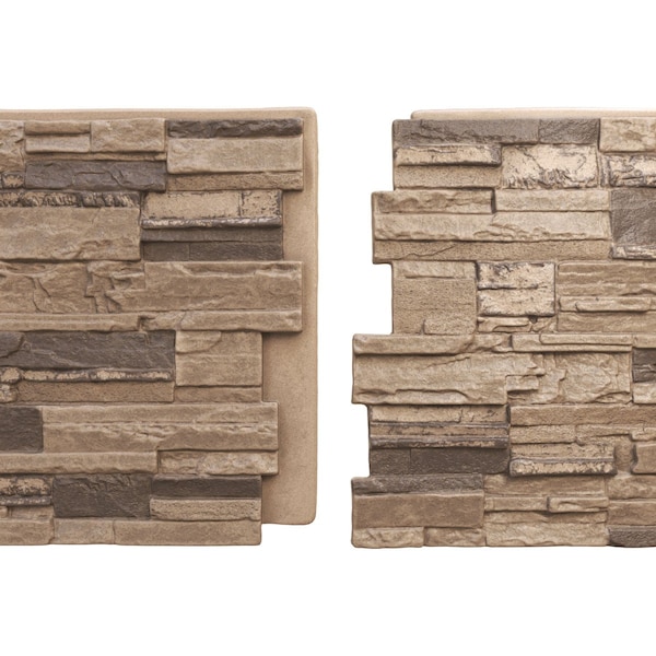 Ekena Millwork 48 5/8"W x 24 3/4"H x 1 1/4"D Cascade Stacked Stone, StoneWall Faux Stone Siding Panel, Smokey Ridge - PNU24X48CASR