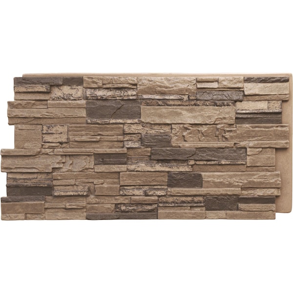 Ekena Millwork 48 5/8"W x 24 3/4"H x 1 1/4"D Cascade Stacked Stone, StoneWall Faux Stone Siding Panel, Smokey Ridge - PNU24X48CASR