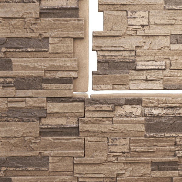 Ekena Millwork 48 5/8"W x 24 3/4"H x 1 1/4"D Cascade Stacked Stone, StoneWall Faux Stone Siding Panel, Smokey Ridge - PNU24X48CASR