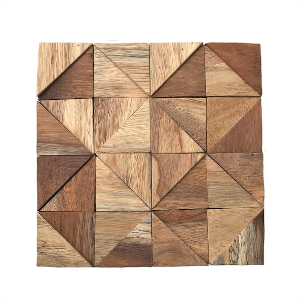 Ekena Millwork Authentic Boat Wood Mosaic Wall Tile, Natural Finish, 11 7/8"W x 11 7/8"H x 1/2"P - WPW12X12AUMENA