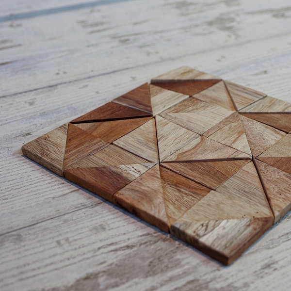 Ekena Millwork Authentic Boat Wood Mosaic Wall Tile, Natural Finish, 11 7/8"W x 11 7/8"H x 1/2"P - WPW12X12AUMENA