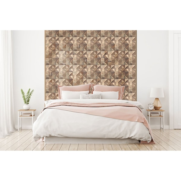 Ekena Millwork Authentic Boat Wood Mosaic Wall Tile, Natural Finish, 11 7/8"W x 11 7/8"H x 1/2"P - WPW12X12AUMENA