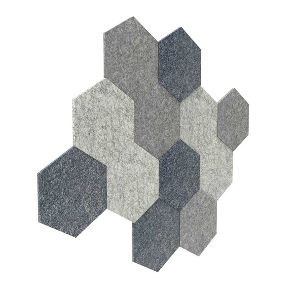 Luxor RECLAIM Stick-On Decorative Acoustic Panels - Ocean Foam Combo 12-Pack - RCLMHEX001