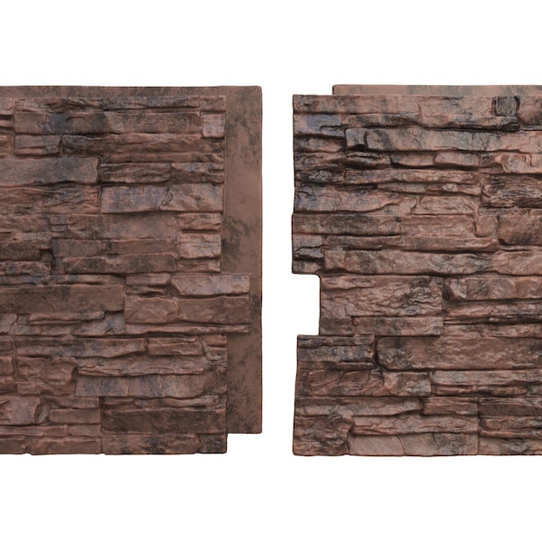 Ekena Millwork 45 3/4"W x 24 1/2"H x 1 1/4"D Canyon Ridge Stacked Stone Faux Stone Siding Panel Canyon Brown - PNU24X48CNCB