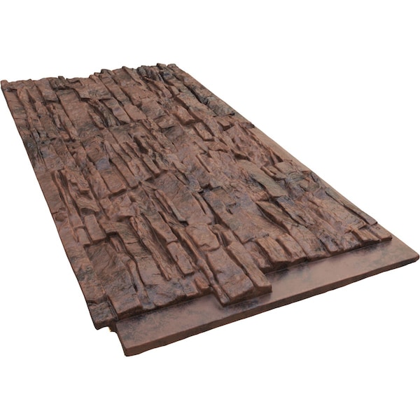 Ekena Millwork 45 3/4"W x 24 1/2"H x 1 1/4"D Canyon Ridge Stacked Stone Faux Stone Siding Panel Canyon Brown - PNU24X48CNCB