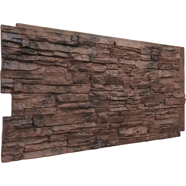 Ekena Millwork 45 3/4"W x 24 1/2"H x 1 1/4"D Canyon Ridge Stacked Stone Faux Stone Siding Panel Canyon Brown - PNU24X48CNCB