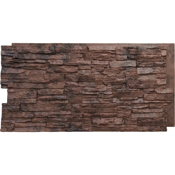 Ekena Millwork 45 3/4"W x 24 1/2"H x 1 1/4"D Canyon Ridge Stacked Stone Faux Stone Siding Panel Canyon Brown - PNU24X48CNCB