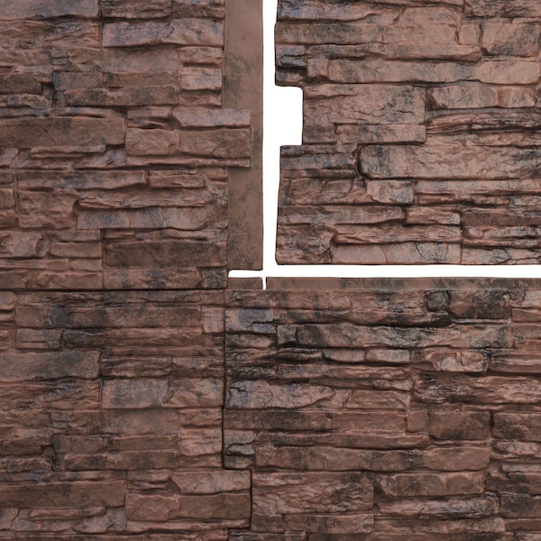 Ekena Millwork 45 3/4"W x 24 1/2"H x 1 1/4"D Canyon Ridge Stacked Stone Faux Stone Siding Panel Canyon Brown - PNU24X48CNCB