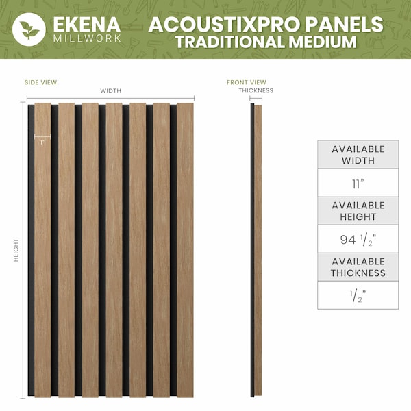 Ekena Millwork AcoustixPro Noise Cancelling Traditional Medium Slat Wall Panel - SWA1000X0500TRAB