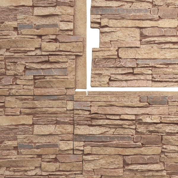 Ekena Millwork Canyon Ridge Stacked Stone, StoneWall Faux Stone Siding Panel - PNU24X48CNFB