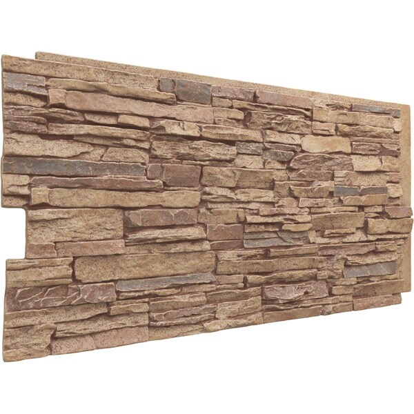 Ekena Millwork Canyon Ridge Stacked Stone, StoneWall Faux Stone Siding Panel - PNU24X48CNFB