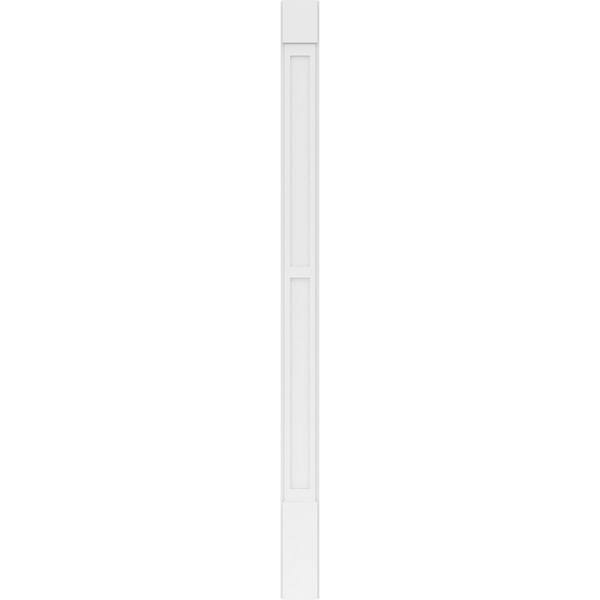 Ekena Millwork Two Equal Flat Panel PVC Pilaster w/Standard Capital & Base, 7"W x 108"H x 2"P - PILP07X108DFP01-2