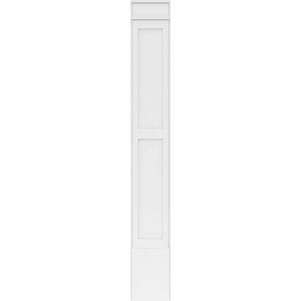 Ekena Millwork Two Equal Flat Panel PVC Pilaster w/Decorative Capital & Base, 12"W x 90"H x 2"P - PILP12X090DFP02-2