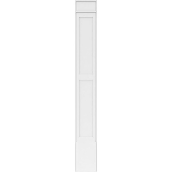 Ekena Millwork Two Equal Flat Panel PVC Pilaster w/Decorative Capital & Base, 12"W x 96"H x 2"P - PILP12X096DFP02-2