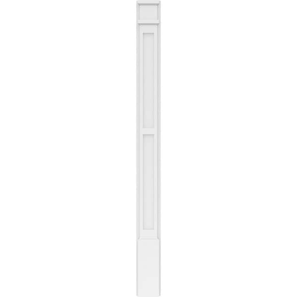 Ekena Millwork Two Equal Flat Panel PVC Pilaster w/Decorative Capital & Base, 5"W x 60"H x 2"P - PILP05X060DFP02-2