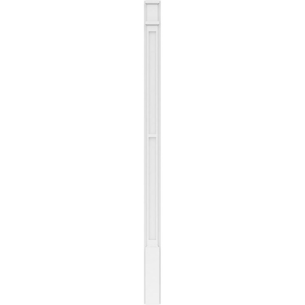Ekena Millwork Two Equal Flat Panel PVC Pilaster w/Decorative Capital & Base, 4"W x 72"H x 2"P - PILP04X072DFP02-2