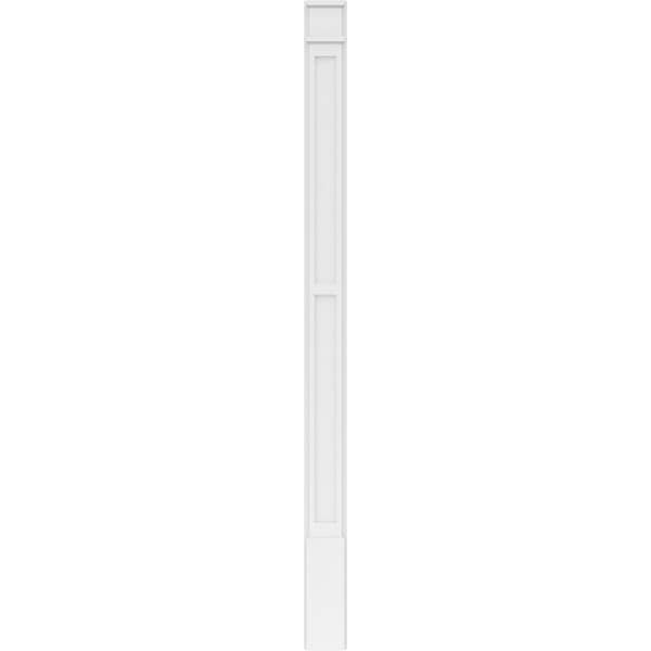 Ekena Millwork Two Equal Flat Panel PVC Pilaster w/Decorative Capital & Base, 6"W x 90"H x 2"P - PILP06X090DFP02-2