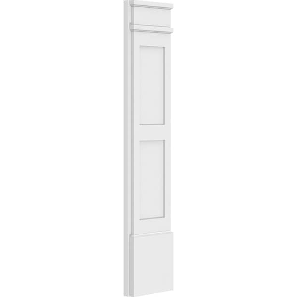 Ekena Millwork Two Equal Flat Panel PVC Pilaster w/Decorative Capital & Base, 10"W x 48"H x 2"P - PILP10X048DFP02-2
