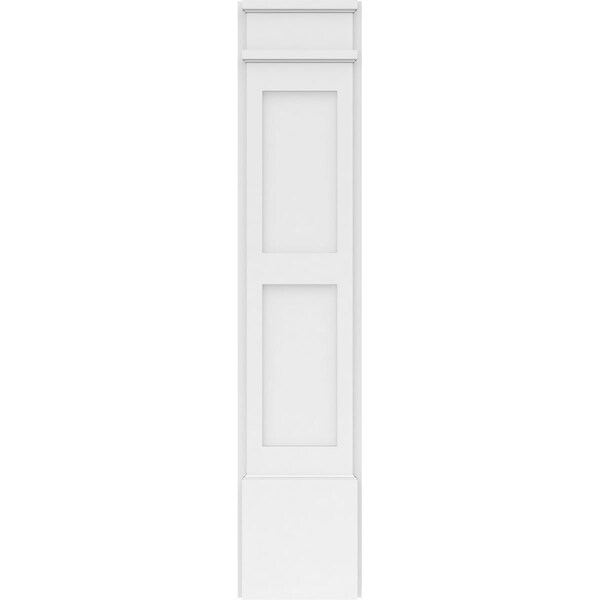 Ekena Millwork Two Equal Flat Panel PVC Pilaster w/Decorative Capital & Base, 10"W x 48"H x 2"P - PILP10X048DFP02-2