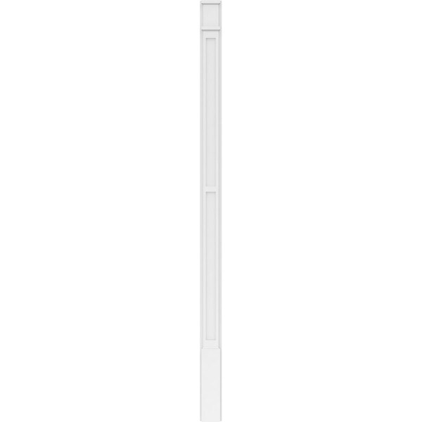 Ekena Millwork Two Equal Flat Panel PVC Pilaster w/Decorative Capital & Base, 5"W x 96"H x 2"P - PILP05X096DFP02-2
