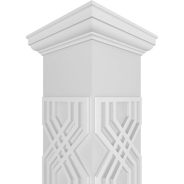 Ekena Millwork 8"W x 9'H Craftsman Classic Square Non-Tapered Atlas Fretwork Column w/ Tuscan Capital & Tuscan Base - CC0809ENATLTUTU