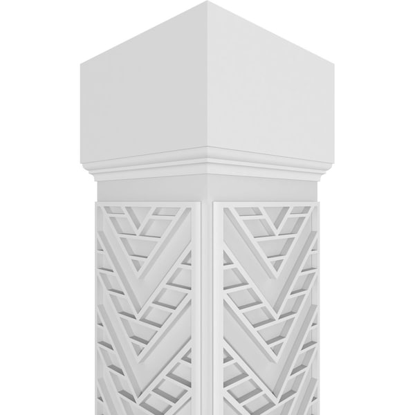 Ekena Millwork Craftsman Classic Square Non-Tapered Gilcrest Fretwork Column w/ Mission Capital & Mission Base - CC1208ENGCTMIMI