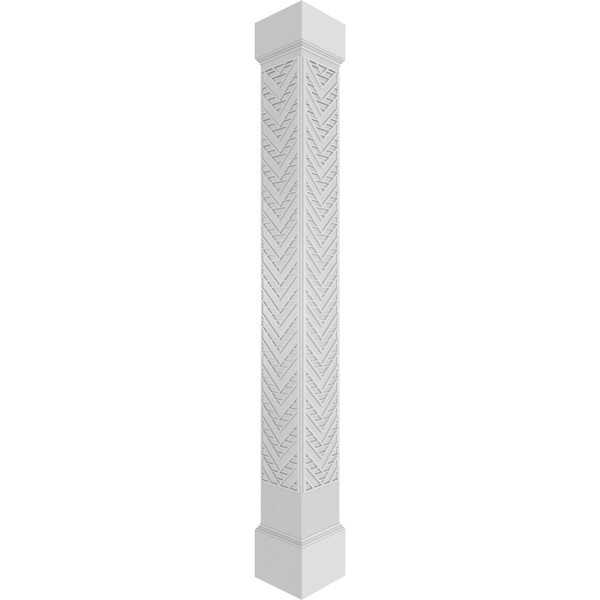Ekena Millwork Craftsman Classic Square Non-Tapered Gilcrest Fretwork Column w/ Mission Capital & Mission Base - CC1208ENGCTMIMI