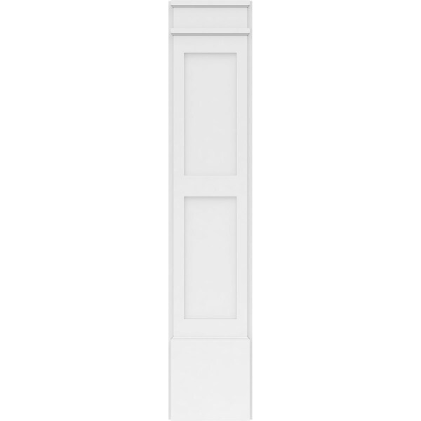 Ekena Millwork Two Equal Flat Panel PVC Pilaster w/Decorative Capital & Base, 12"W x 60"H x 2"P - PILP12X060DFP02-2