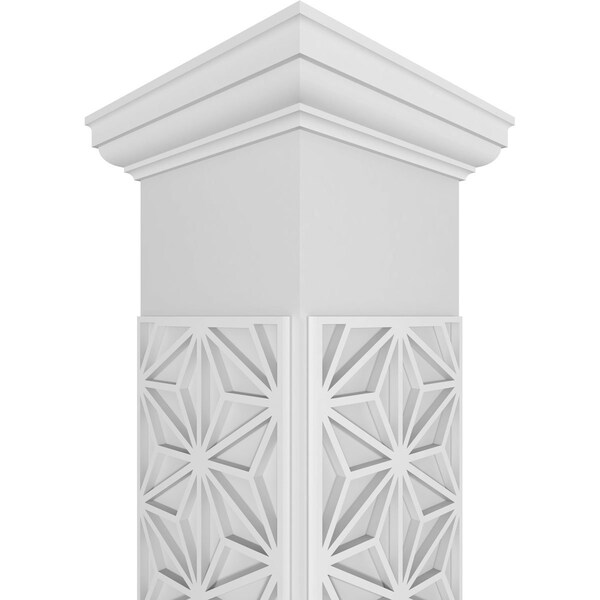 Ekena Millwork Craftsman Classic Square Non-Tapered Hampton Fretwork Column w/ Tuscan Capital & Tuscan Base - CC0808ENHMPTUTU