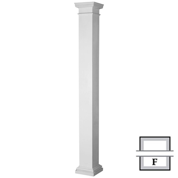 Ekena Millwork Endura-Stone Pro Series Column, Square Non-Tapered Shaft (FRP), Smooth Finish - Ready to be Painted - ESPK0808FNPTUTU