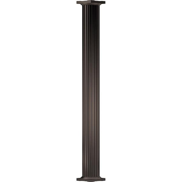 Ekena Millwork 12" x 8' Endura-Aluminum Column, Round Shaft (Load-Bearing 37,000 lbs), Non-Tapered, FLuted - EA1208ANFSFTUTU