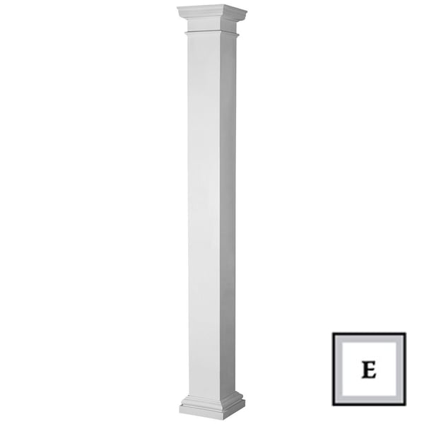 Ekena Millwork Endura-Stone Pro Series Column, Square Non-Tapered Shaft (FRP), Smooth Finish - Ready to be Painted - ESPK0809ENPTUTU